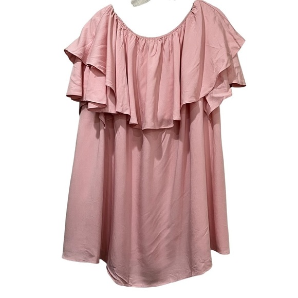 DO+BE Large Oversized Bubblegum Pink Ruffle Off the Shoulder Blouse O - Picture 2 of 4